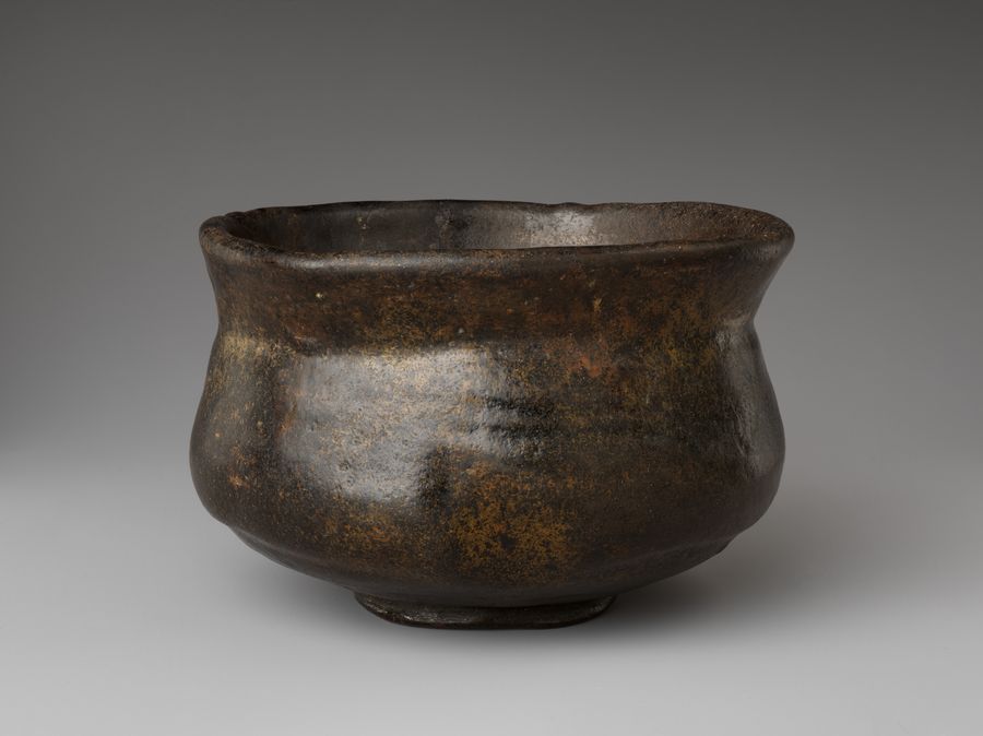 A black raku tea bowl